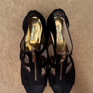 Michael Kors Black Heels with Gold Accents